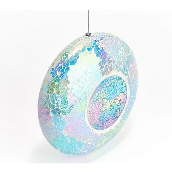 Marigold Glass Iridescent Mosaic Bird Seed Feeder 9” - Picture 3 of 3